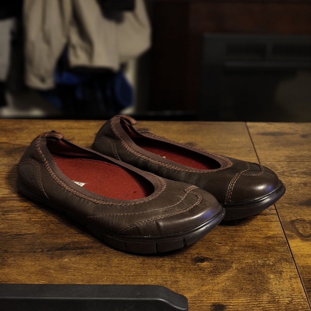 Earth Brown Leather Ballet Flats